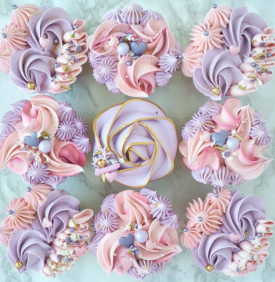Sweet Treat Cupcake Ideas For Any Celebration : Pink Violet Buttercream Garden Cupcakes