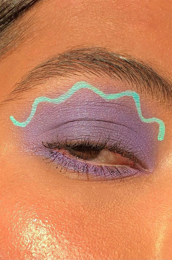 Latest Eye Makeup Trends You Should Try In 2021 : Lavender eyeshadow & Mint wave