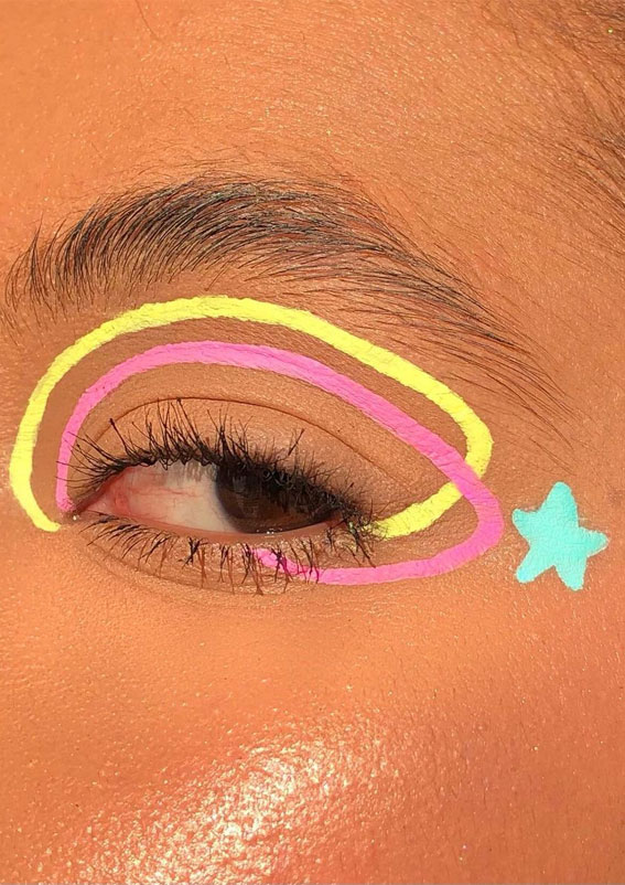 Latest Eye Makeup Trends You Should Try In 2021 : Cute Graphic Line & Star