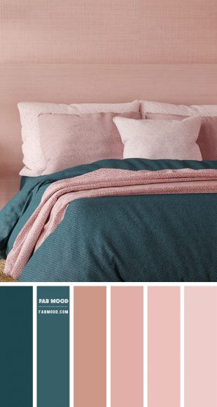 Green Teal and Peach Bedroom Colour Scheme | Peach and Teal Color