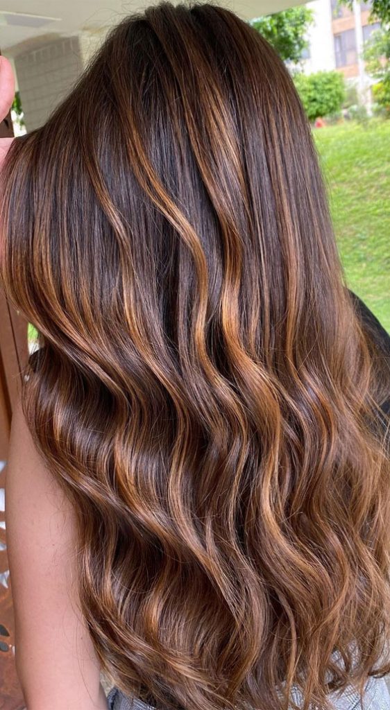 63 Charming hair colour ideas & hairstyles : Long Dark Hair with Copper ...