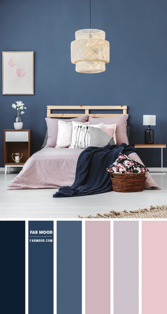 Blush Mauve And Blue Grey Bedroom Colour Scheme Navy Blue Colour