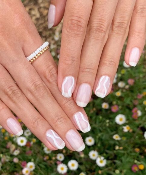 45 Cute Summer Nails 2021 French Tips With Wave Accent Nail