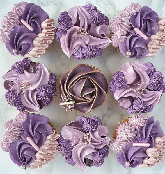 Sweet Treat Cupcake Ideas For Any Celebration : Purple Buttercream Garden Cupcakes