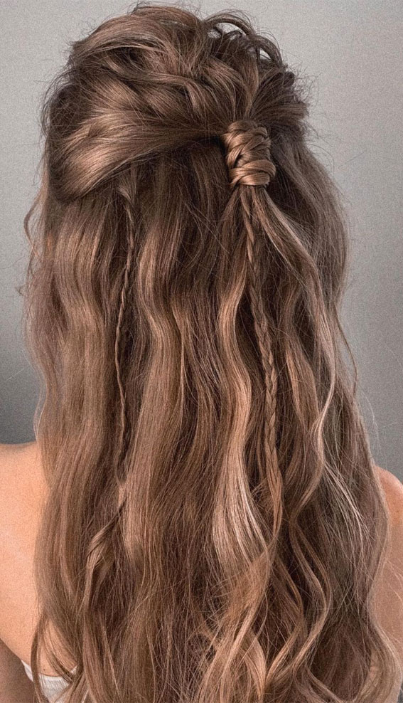 Half Up Half Down Hairstyles For Any Occasion : Simple Half Up with Tiny Modern Braid 