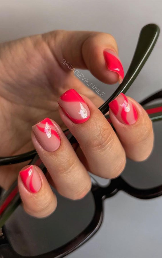 Summer Nail Art Ideas To Rock In 21 Red Swirl Nail Art Design