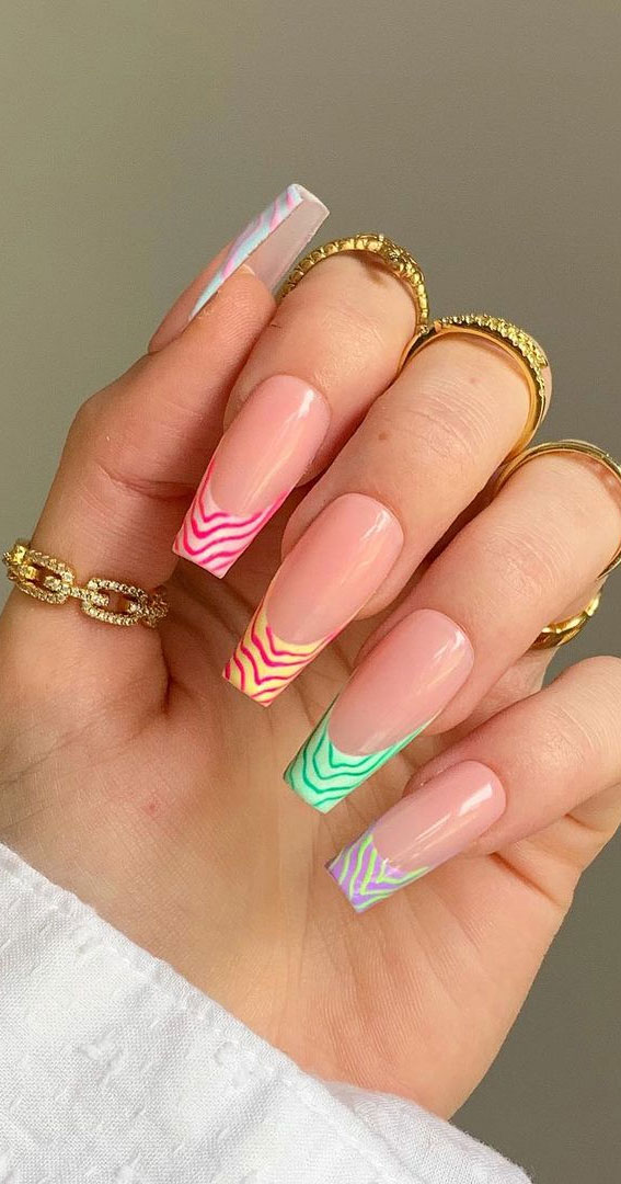 Summer nail art ideas to rock in 2021 : French Swirl Nail Art Design
