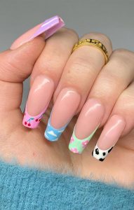 Summer nail art ideas to rock in 2021 : Mix and Match Modern French Tips