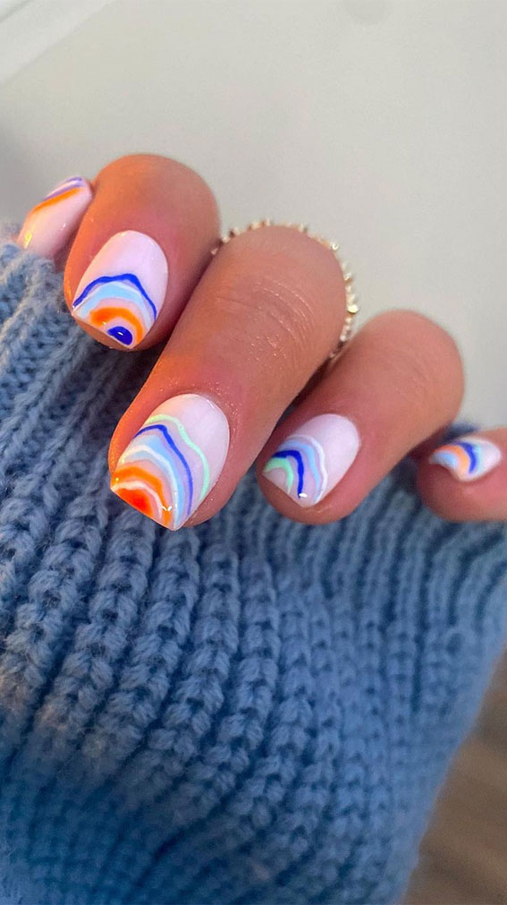 Summer nail art ideas to rock in 2021 : Colorful Abstract Nails