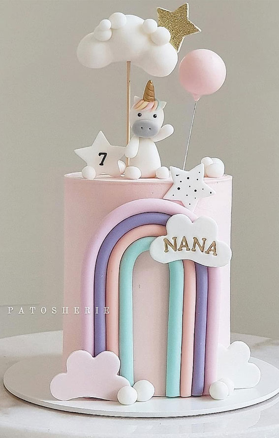 Cute Unicorn Cake Designs : Unicorn and Rainbow Cake For 7th Celebration