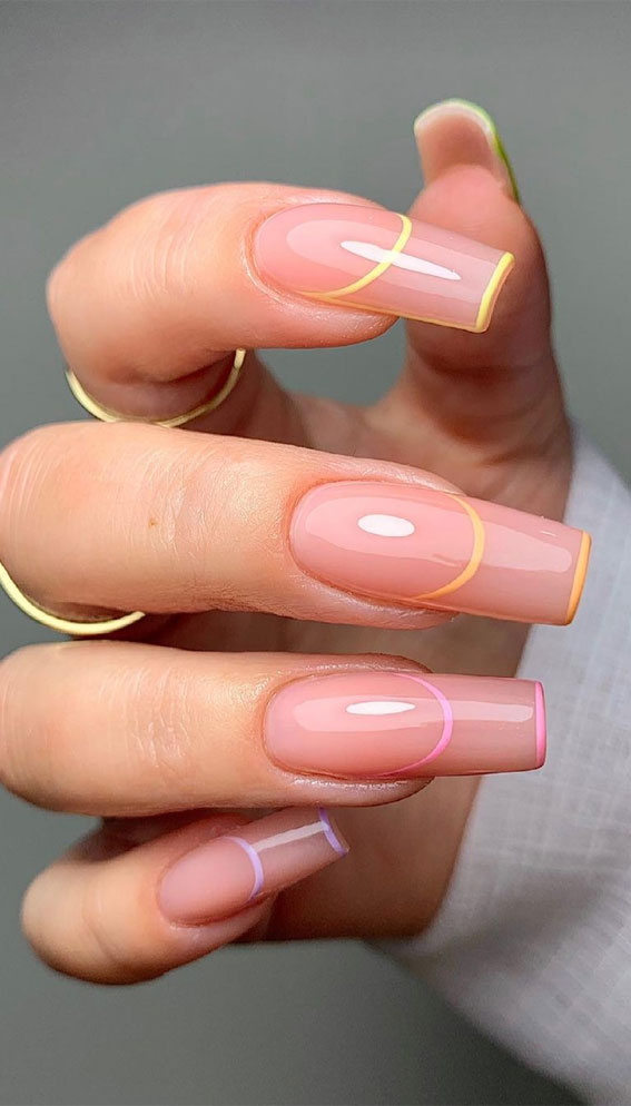 27+ French Manicure with Color Line : Pastel French boarders