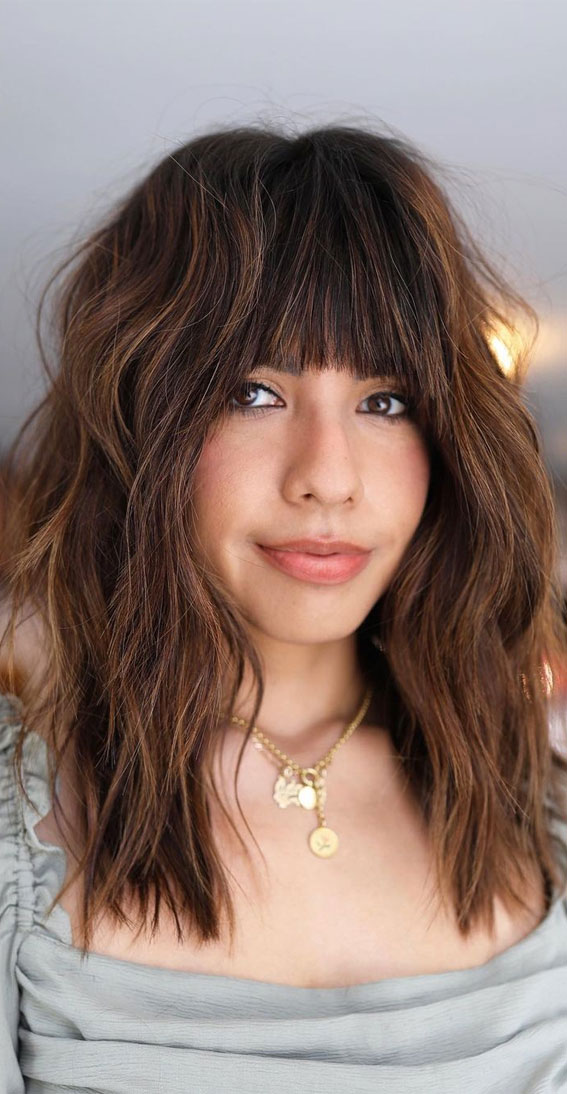 20 Mid length hairstyles With fringe and layers : Mid length hairstyle with fringe