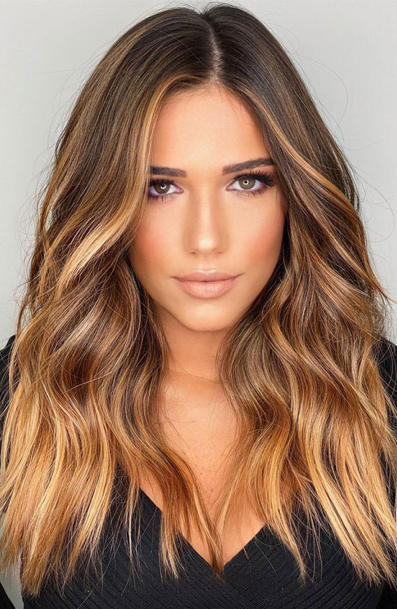 35 Ways to Upgrade Brunette Hair : Light Brown with Glossy Honey Blonde ...