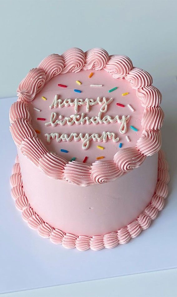 25 Cute Birthday Cake Ideas : Pink Buttercream Birthday Cake