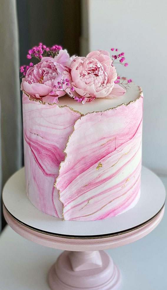 25 Cute Birthday Cake Ideas : Pink Marble Cake