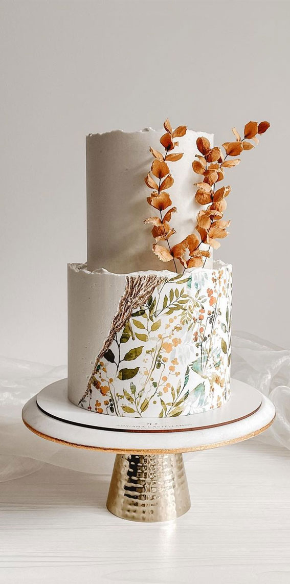 34 Creative Wedding Cakes That Are So Pretty : Floral Painted Buttercream Wedding Cake