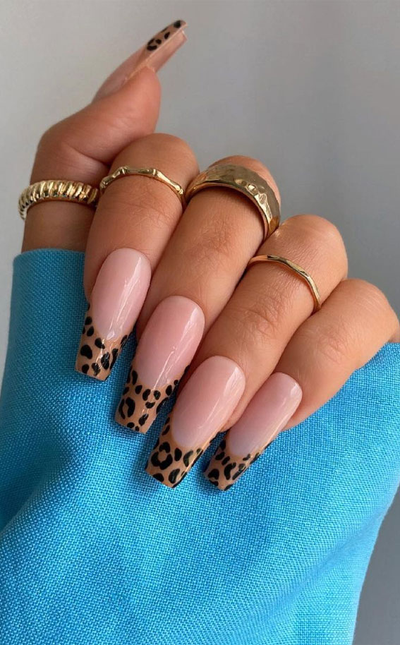 cheetah print nail tips