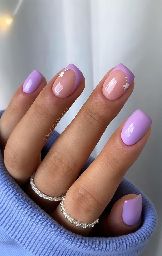 27 Short Summer Nails 21 Lilac French Tip Nails