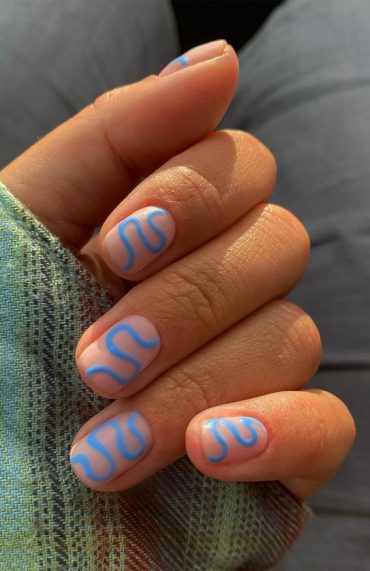 30 Coolest Summer Nails 2021 Cute Blue Swirl Nails