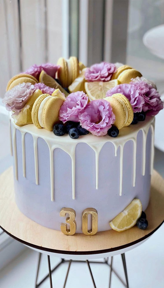 40 Cute Cake Ideas For Any Celebration : Lavender Coloured Cake with Icing Drips