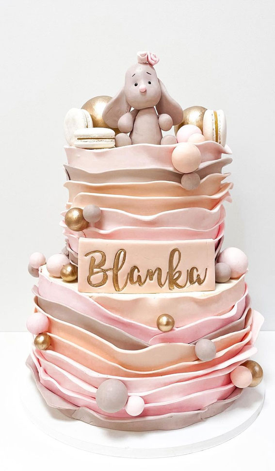 40 Cute Cake Ideas For Any Celebration : Pastel Ruffled Baby Shower Cake