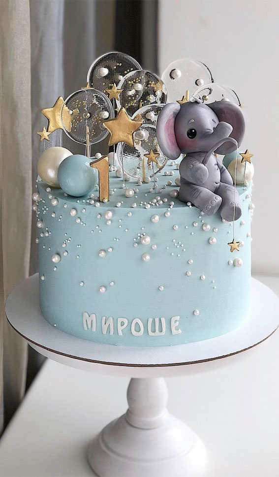 40 Cute Cake Ideas For Any Celebration : Light Blue 1st Birthday Cake