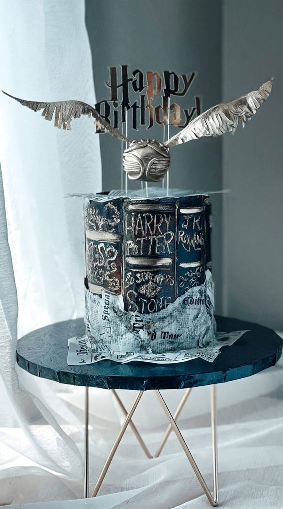40 Cute Cake Ideas For Any Celebration : Harry Potter Birthday Cake with Golden Snitch