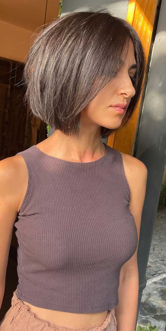35 Best Fall 2021 Hair Color Trends : Brunette Bob Hairstyle