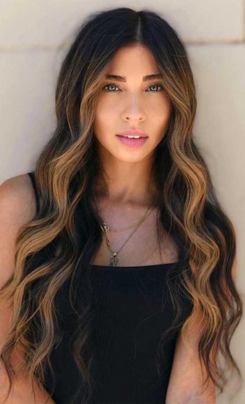 35 Best Fall 2021 Hair Color Trends : Dark Hair with Caramel Face ...