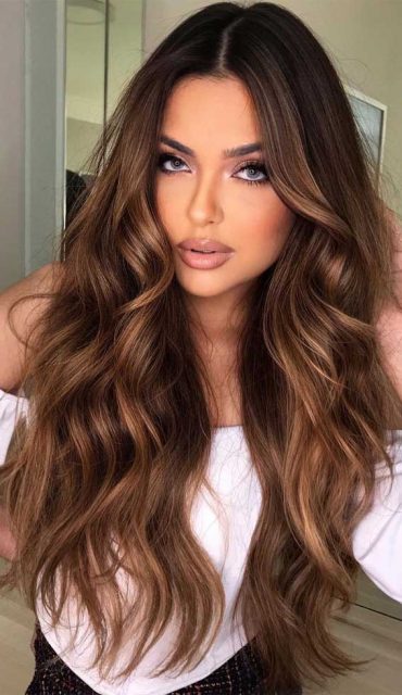 35 Best Fall 2021 Hair Color Trends : Golden Hazelnut Hair Color