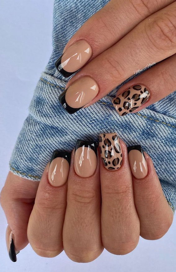 cheetah print nail tips