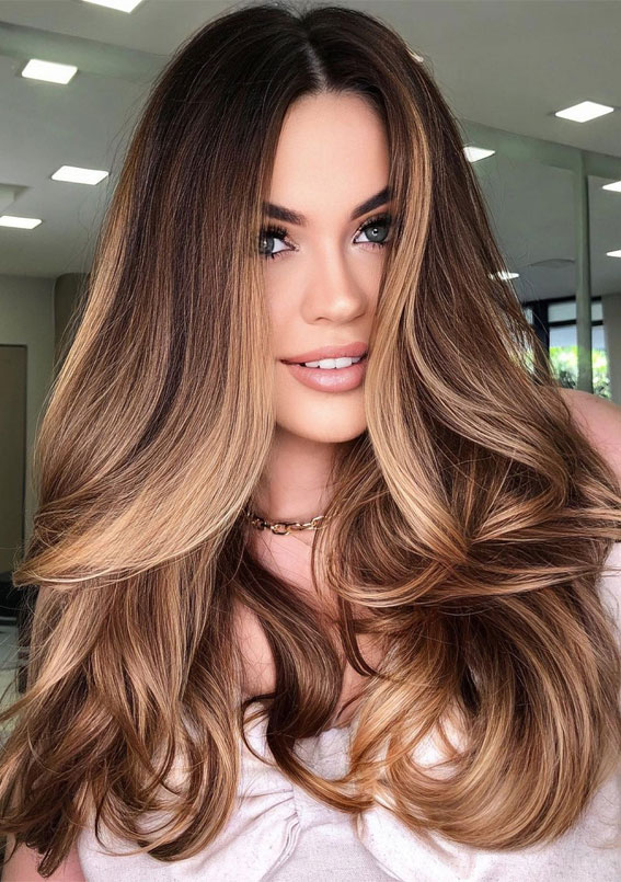 medium brown hair color with highlights and lowlights