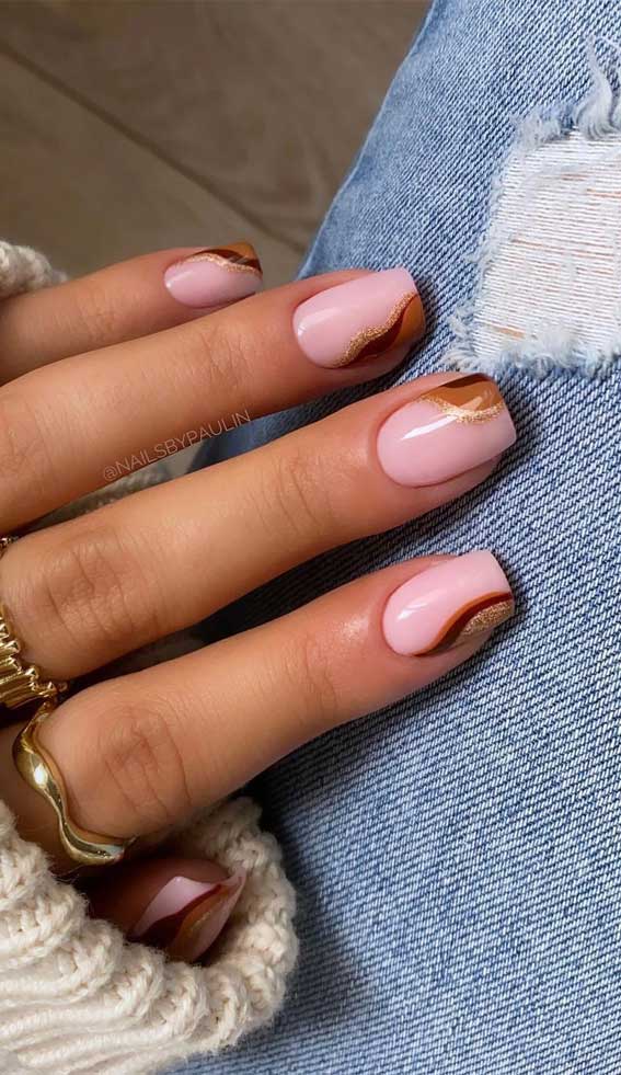 32 Prettiest Autumn Nail Art Designs : Brown Funky Autumn Nails 