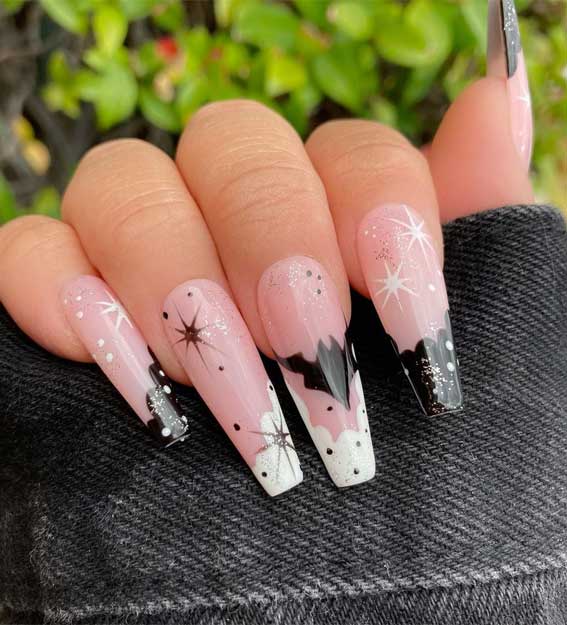 32 Prettiest Autumn Nail Art Designs : Spooky Coffin Shape Nails