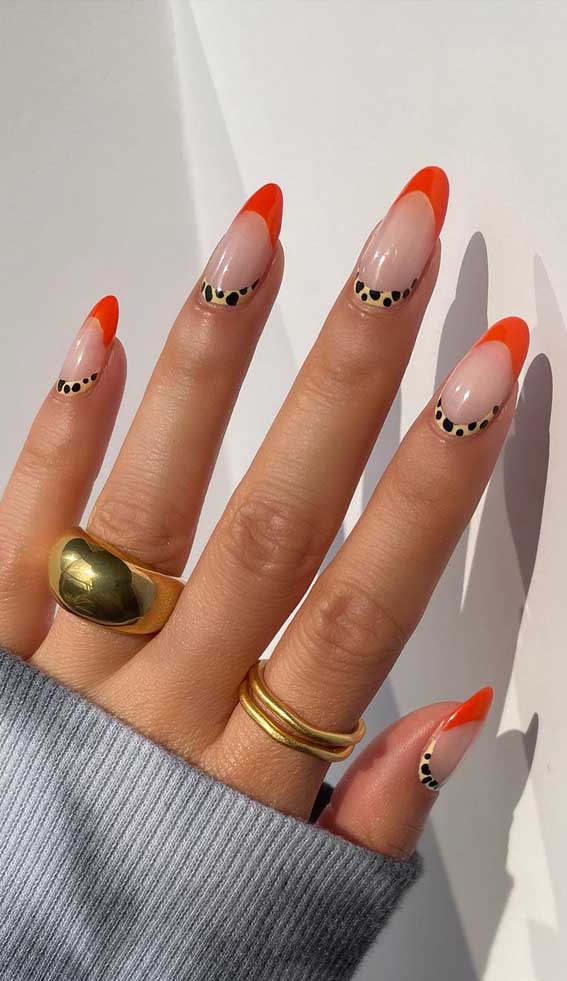 32 Prettiest Autumn Nail Art Designs : Orange Pumpkin French Tip Autumn Nails