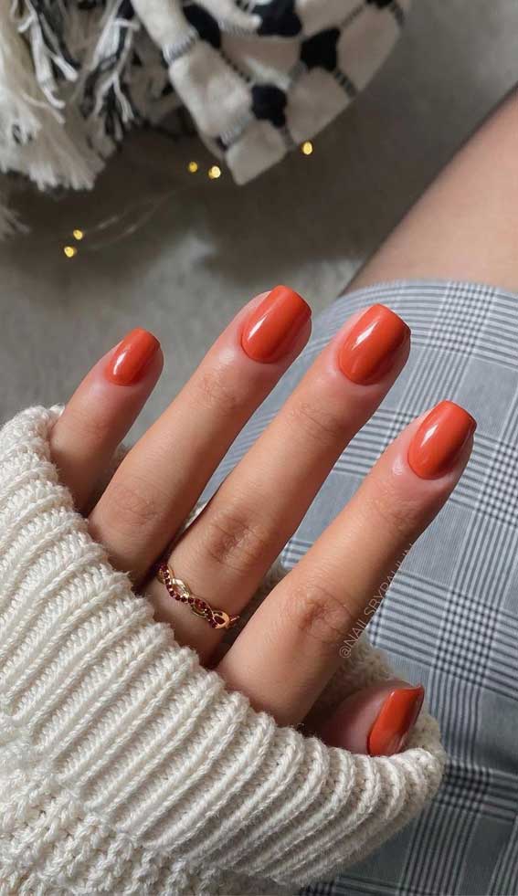 32 Prettiest Autumn Nail Art Designs : Orange Autumn Short Nails