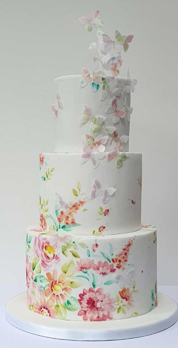 40 Pretty & New Wedding Cake Trends 2021 : Flower and Butterfly Wedding Cake
