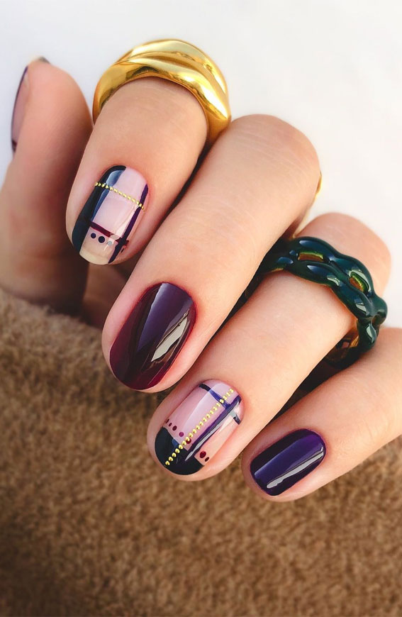 44 Cute Halloween Nails & Thanksgiving Nails : Tartan Nails