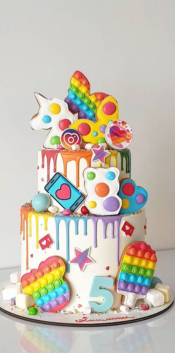 39 Cake design Ideas 2021 : Fidget Toy Birthday Cake for 5th Birthday