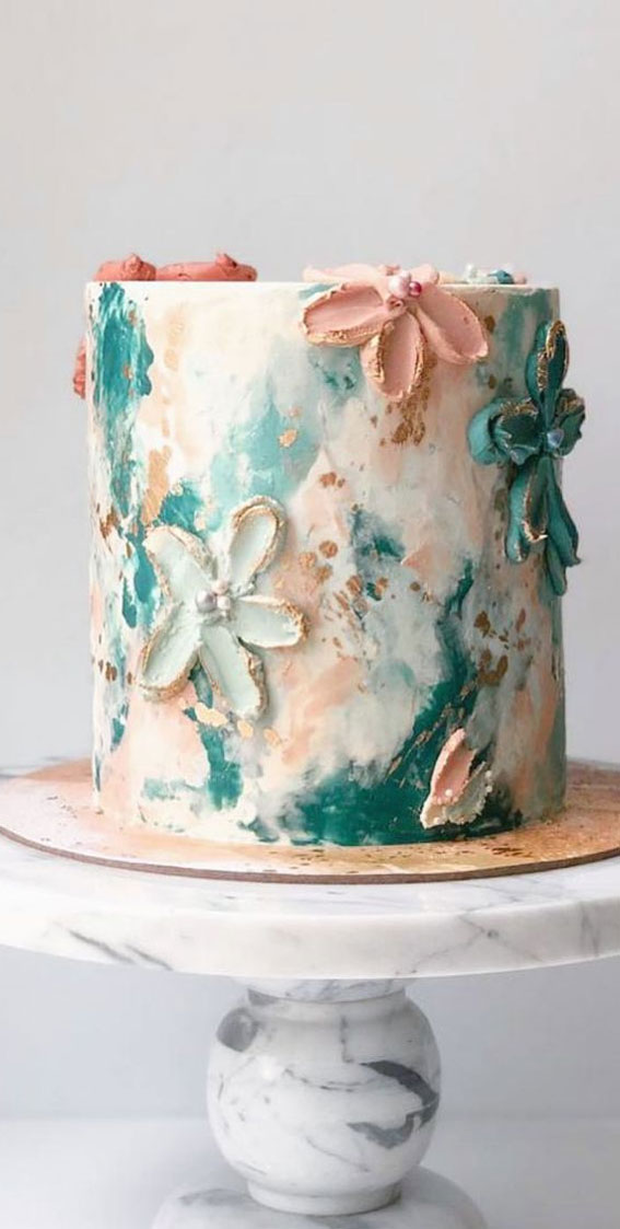 39 Cake design Ideas 2021 : Watercolor Ganache Cake
