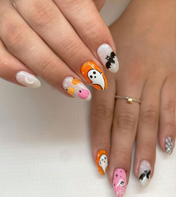 44 Cute Halloween Nails & Thanksgiving Nails : Cutest Colour Combo for Halloween Nails