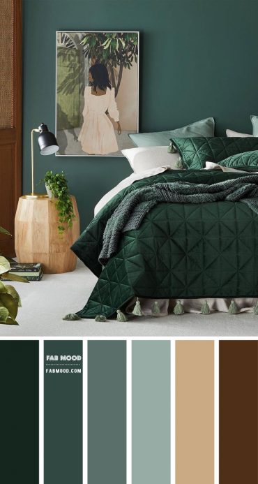 14 Beautiful Bedroom Colour Schemes : Pine Green Bedroom