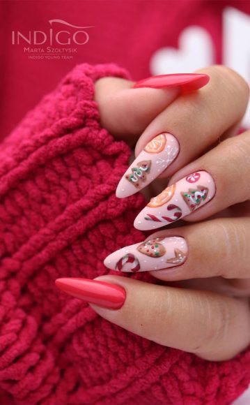 30 Christmas Nail Designs For 2021 Gingerbread And Red Nails