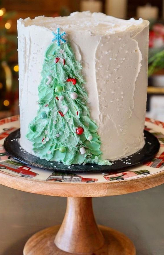 christmas tree birthday cake