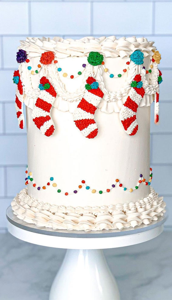 22 Scrumptious Festive Cakes for Celebrating the Holidays : Stockings Hung Festive Lambeth Cake