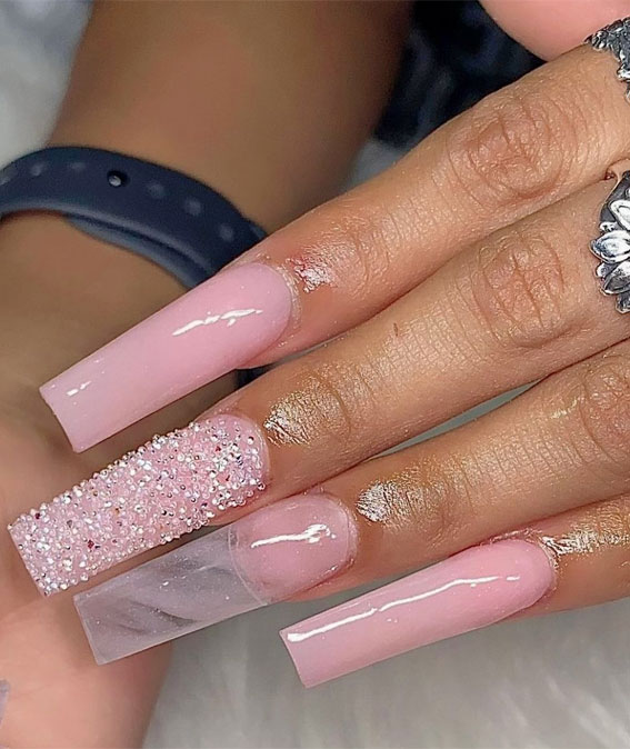 25 Nail Trends 2022 That will Make You Want to Wear : Pretty in Pink Acrylic Nails