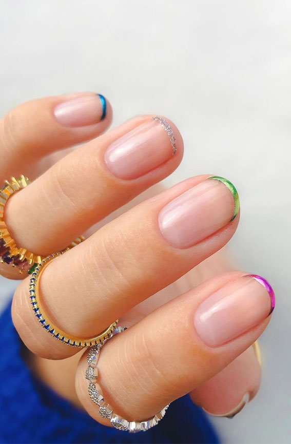 colorful thin french tip nails, nail trends 2022 spring, acrylic nail trends 2022, dip nail trends 2022, nail trends 2022 uk, nail trends winter 2022, summer nail trends 2022, shellac nail trends 2022, nail trends 2022