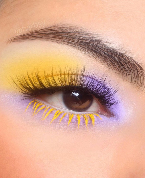 30+ Best Bright Eyeshadow Looks : Lavender and Yellow