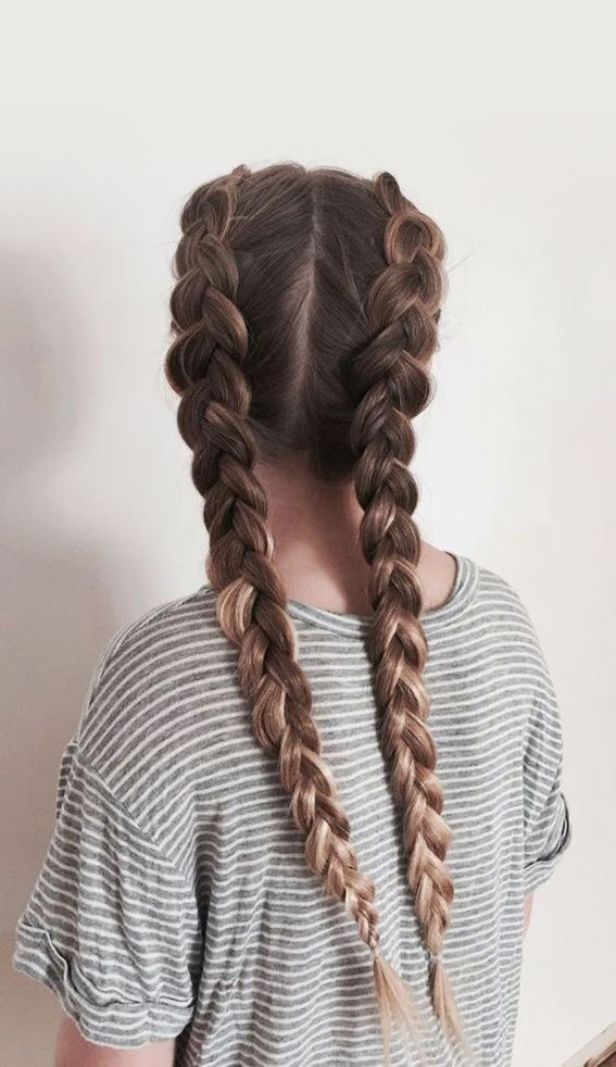 35 Cute and Cool Hairstyles for Teenage Girl : Easy Braid Pig Tails