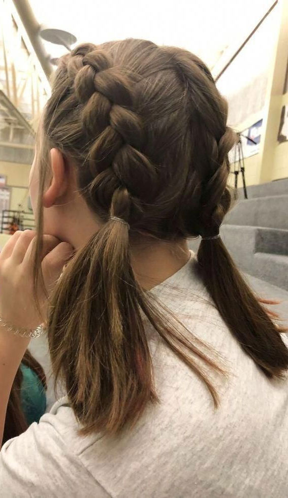 Image of Pigtails hairstyle for school girls